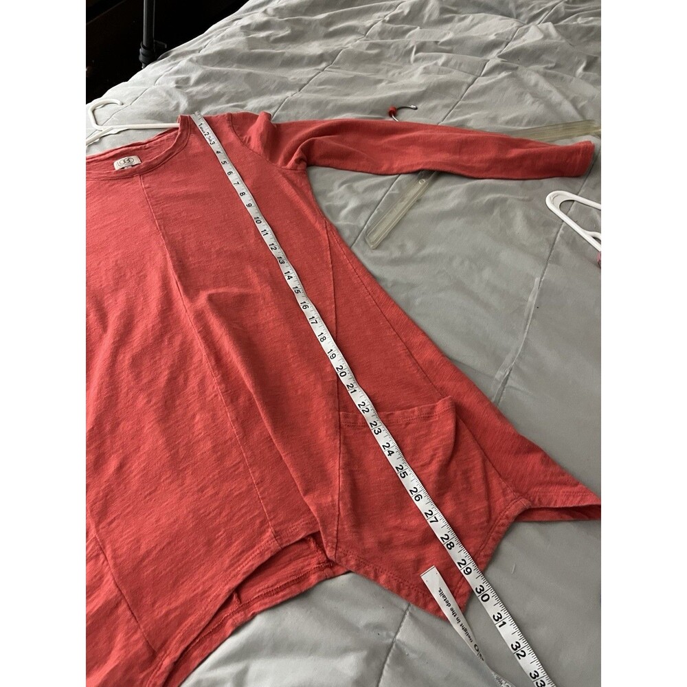 Logo Lori Rust Orange S Asymmetrical Hem Tunic Top - Long Sleeve with Pockets" - Picture 7 of 13